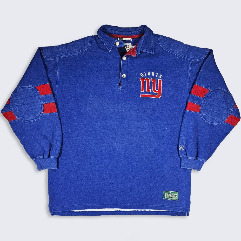 New York Giants Vintage 90s Mirage Long Sleeve Rugby Polo Button Up Shirt